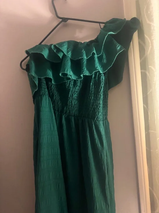 Farmers market Green Off Shoulder Ruffle Maxi Dress Boho Tiered Midi Dress   Des - Picture 2 of 2